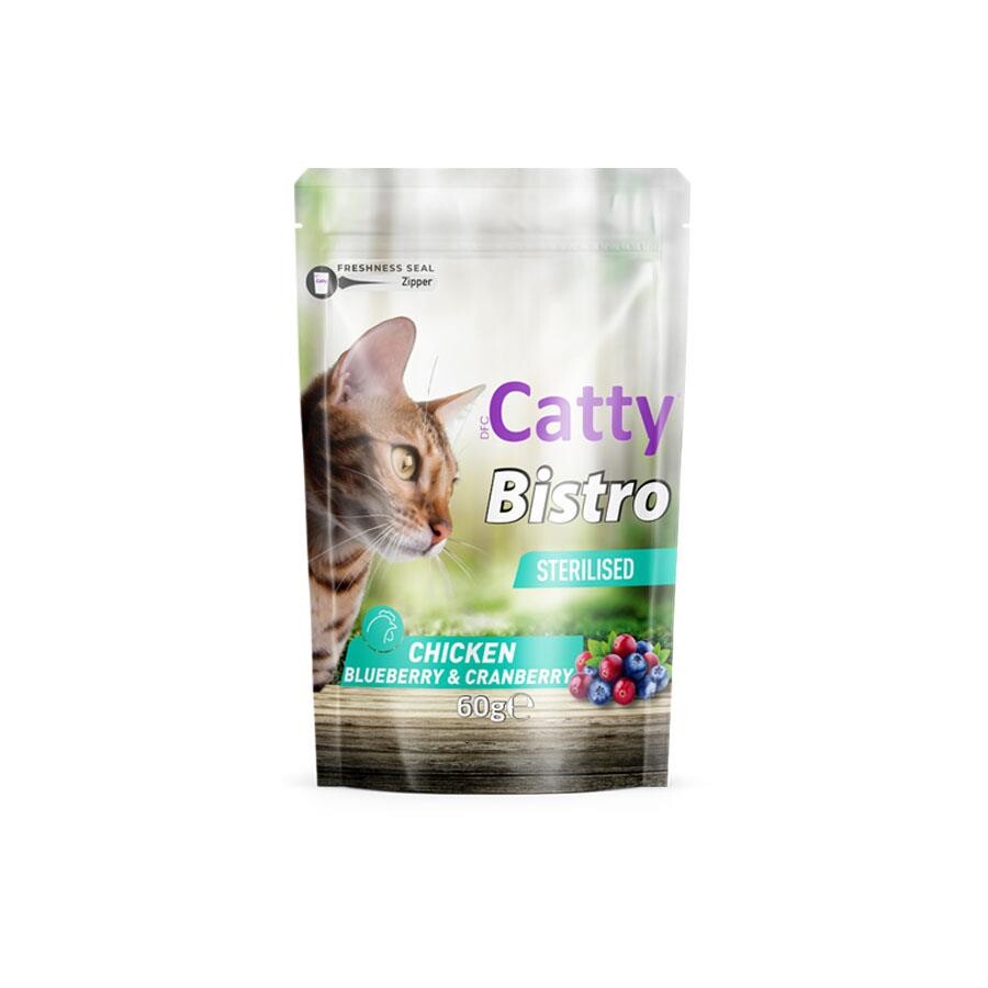 Catty Bistro Tavuklu Yaban Mersinli Ve Kızılcıklı Kısırlaştırılmış Kedi Ödül Maması 60 GR | SRC: Barcode: 8680542871874
